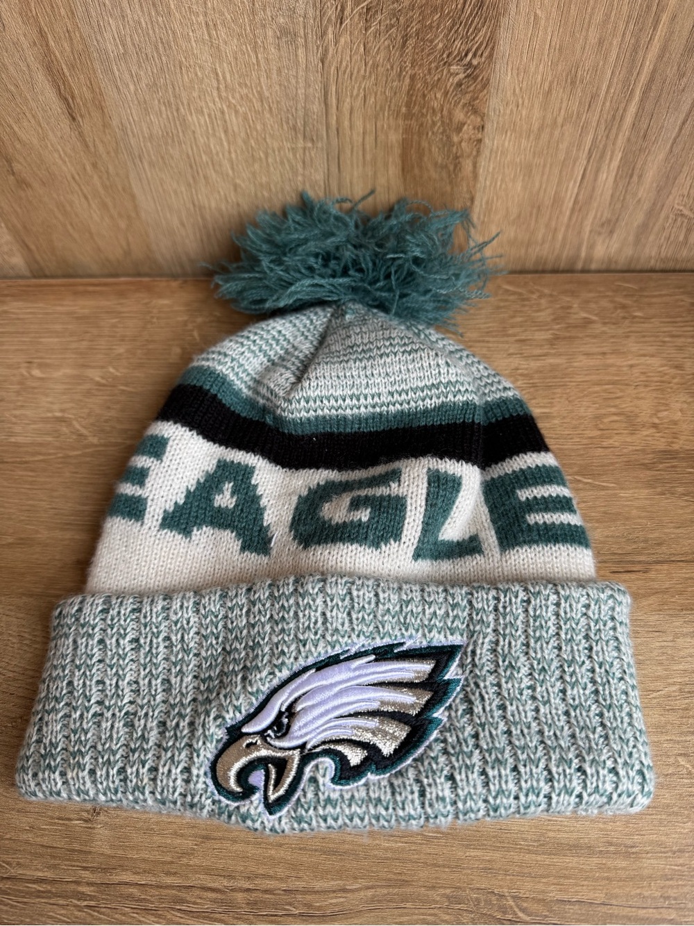 New Era Philadelphia Eagles Knit Pom Beanie - Teal, White, Black